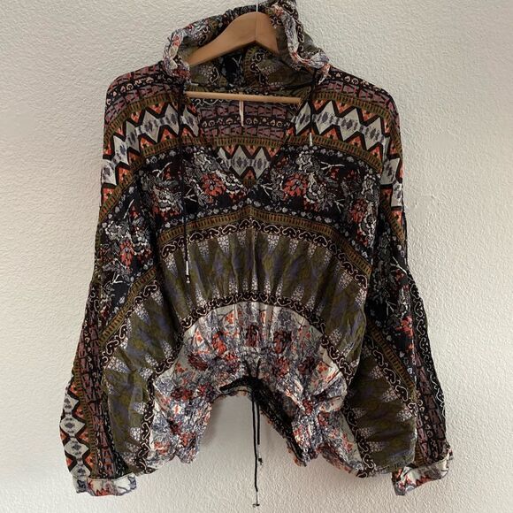 Free People Hold On Tight Gauze Hooded Top Size XS / Small Lightweight - Picture 1 of 5